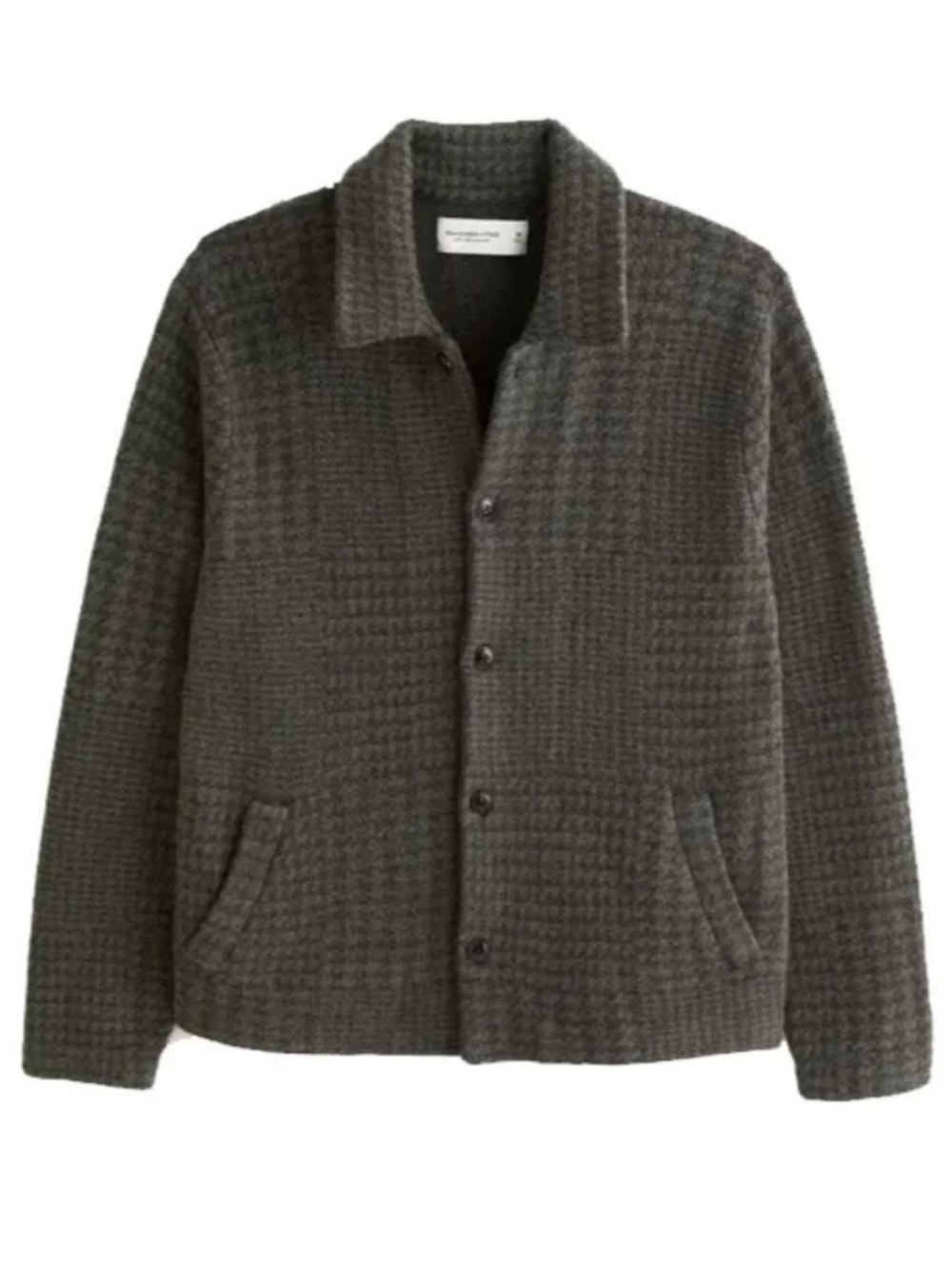 Abercrombie & Fitch Men's Dark Gray Houndstooth Lightweight Shirt Jacket